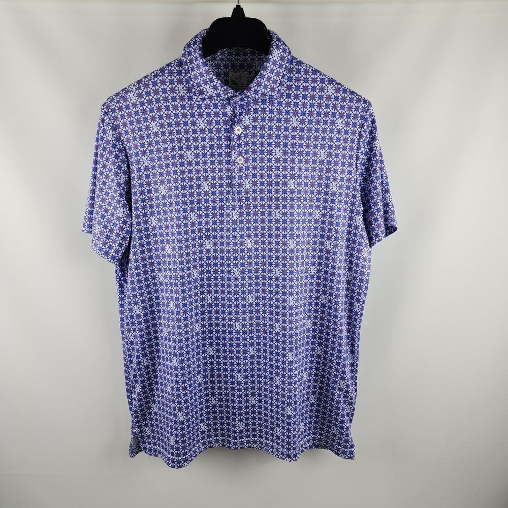 Tailor Byrd Shirt Mens Large Purple Geometric S/S Golf Polo